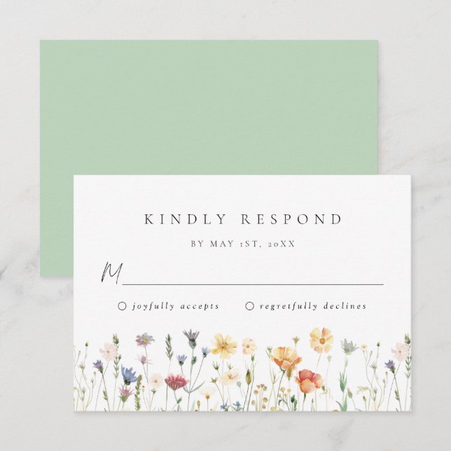 Wildflower Wedding RSVP Card (Frente/Verso)