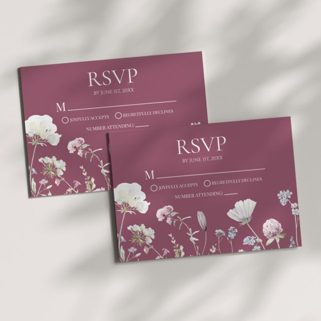 Wildflower Wild Flower Floral Wedding RSVP Card (Criador carregado)