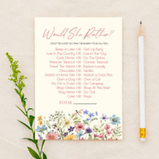 Wildflower Would She Rather Baby Shower Game