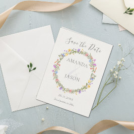 Wildflower Wreath Floral Casamento Salve a Data