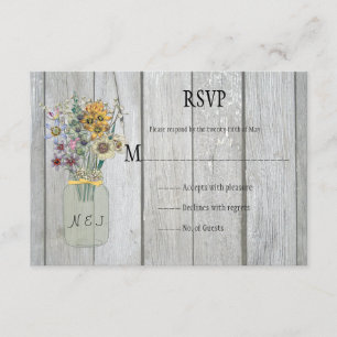 Wildflowers de madeira RSVP do frasco de pedreiro