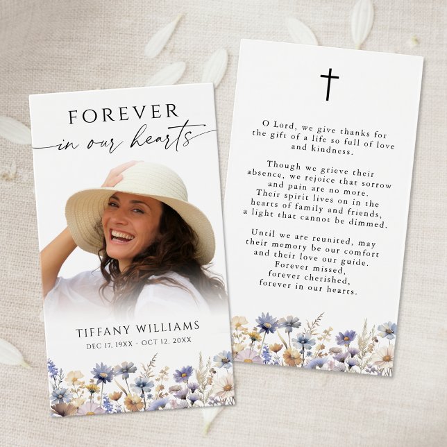 Wildflowers Forever In Our Hearts Prayer Card (Criador carregado)