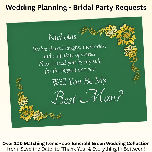 Will You Be My Best Man? Emerald Green & Gold (Criador carregado)