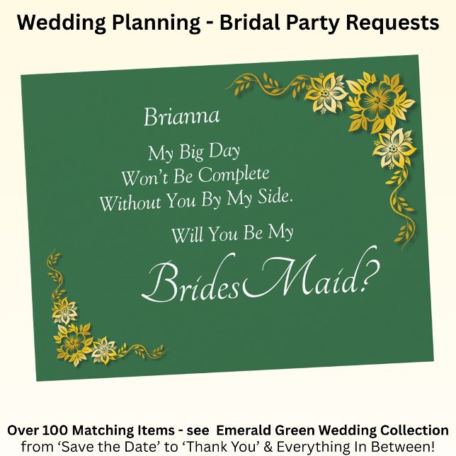 Will You Be My Bridesmaid? Emerald Green & Gold (Criador carregado)