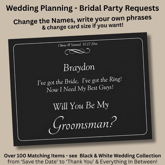 Will You Be My Groomsman? Black White Infinity (Criador carregado)