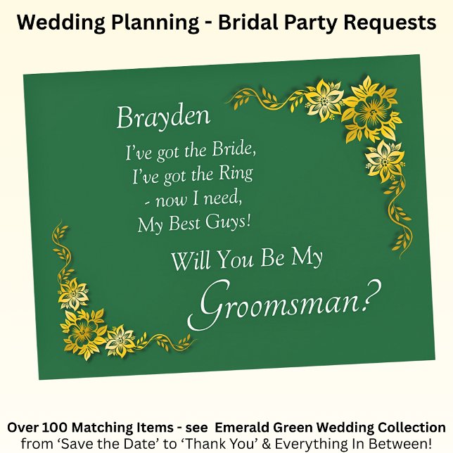 Will You Be My Groomsman?  Emerald Green & Gold (Criador carregado)