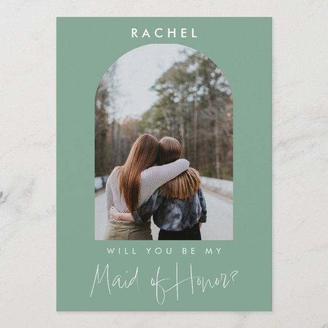 Will you be my Maid of Honor Sage Green Photo  (Frente)