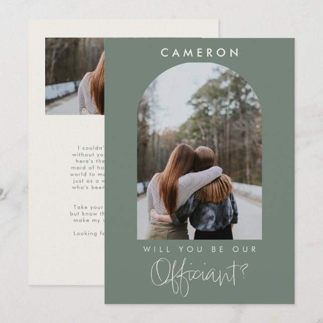 Will you be our Officiant Minimalist Photo 2-sided (Frente/Verso)