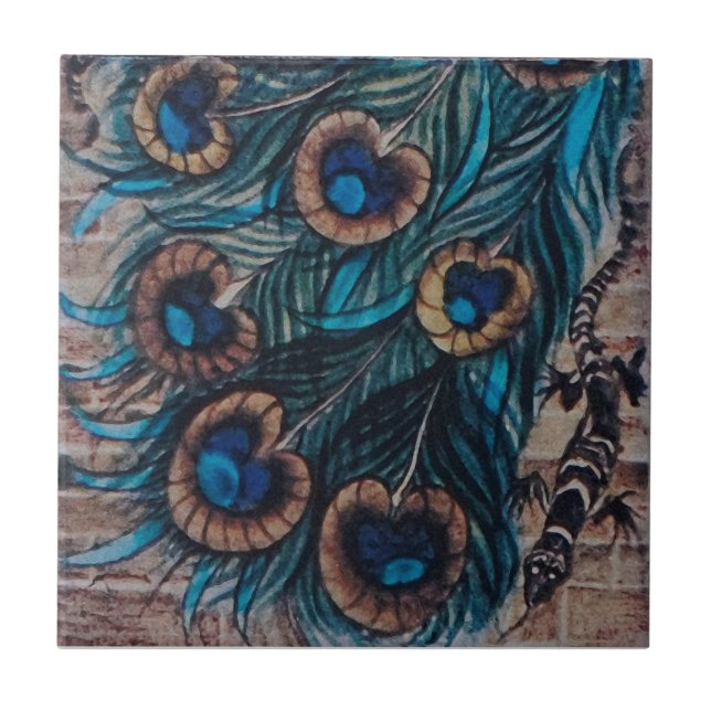 William De Morgan - Peacock - Azulejo 3 de 3 (Frente)