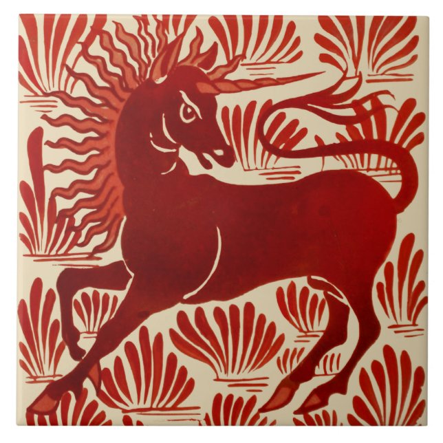 William De Morgan Repro Red Unicorn (Frente)