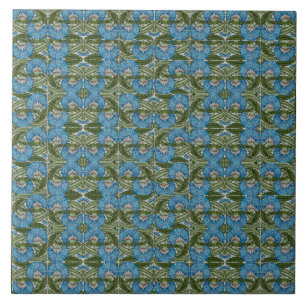 William De Morgan Vintage Flower Motifs Blue