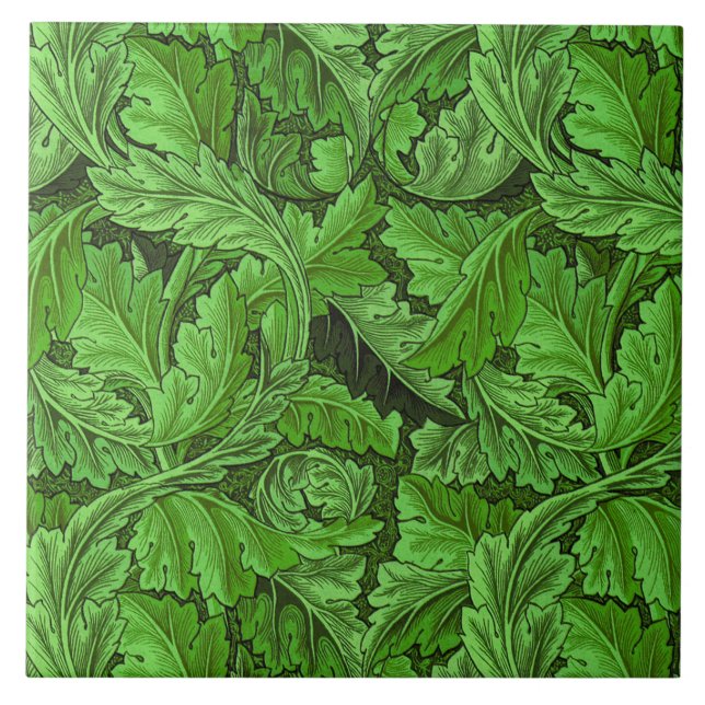 William Morris Acanthus Leaf em verde (Frente)