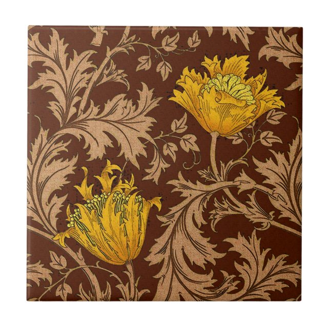 William Morris Anemone, Brown e Mostarda Dourados (Frente)