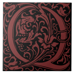 William Morris Art Nouveau alfabeto Leaf Letter Q