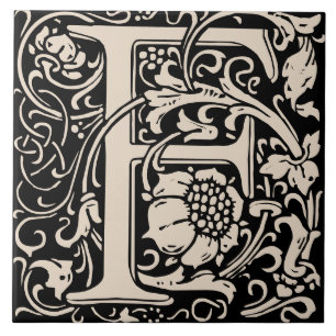 William Morris Art Nouveau Monograma - Letra F