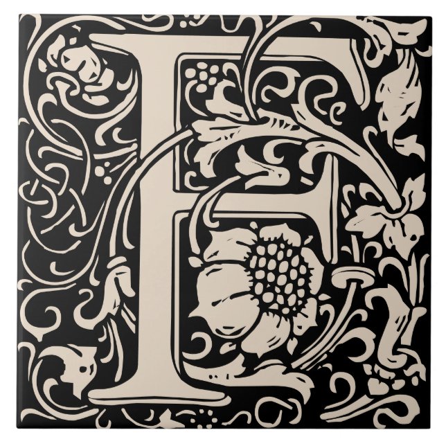 William Morris Art Nouveau Monograma - Letra F (Frente)