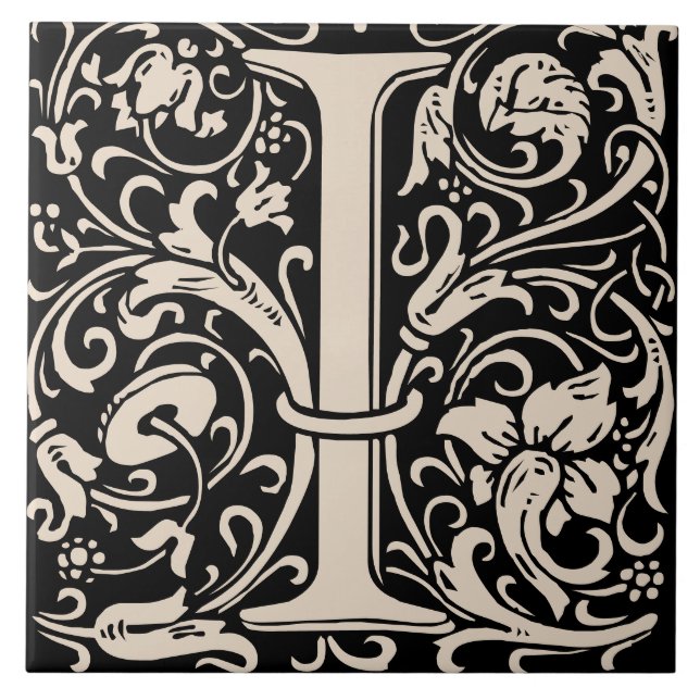 William Morris Art Nouveau Monograma - Letra I (Frente)