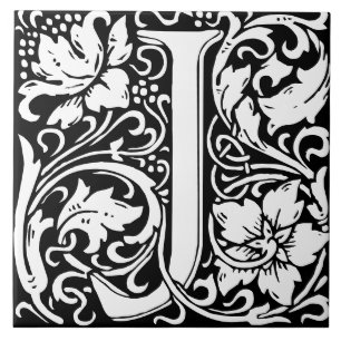 William Morris Art Nouveau Monograma - Letra J