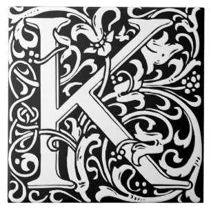 William Morris Art Nouveau Monograma - Letra K