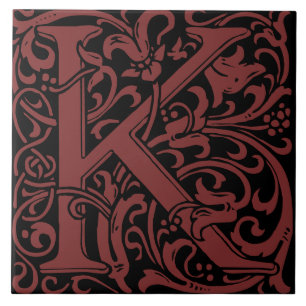 William Morris Art Nouveau Monograma - Letra K