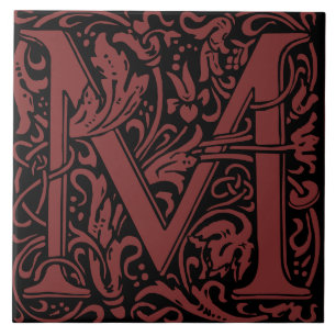 William Morris Art Nouveau Monograma - Letra M