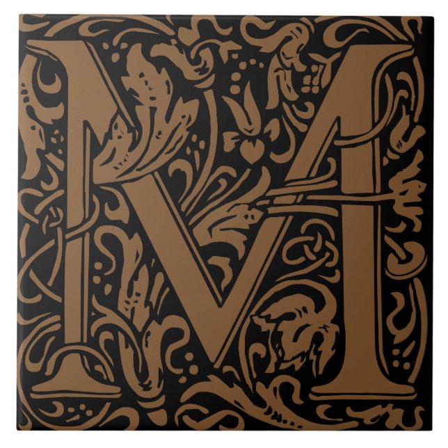 William Morris Art Nouveau Monograma - Letra M (Frente)