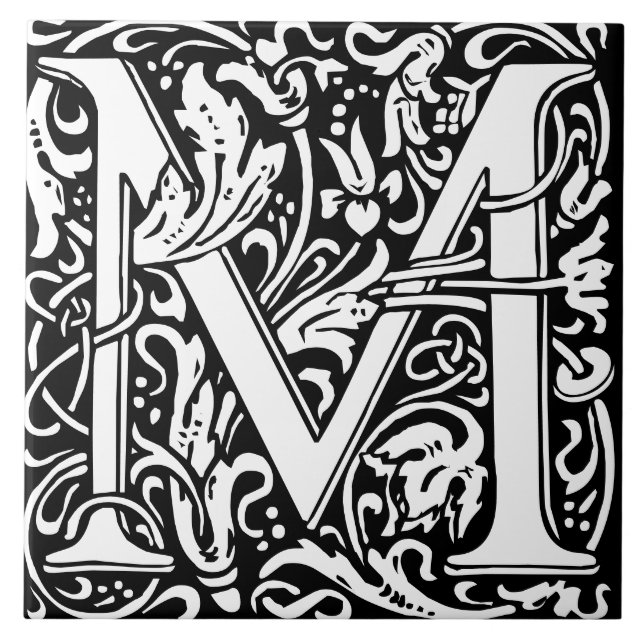 William Morris Art Nouveau Monograma - Letra M (Frente)