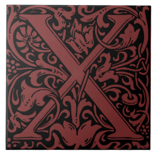 William Morris Art Nouveau Monograma - Letra X