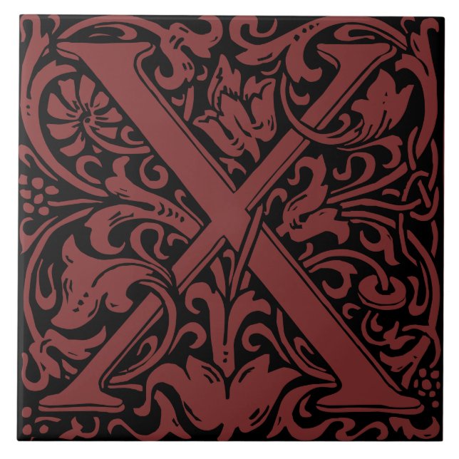 William Morris Art Nouveau Monograma - Letra X (Frente)