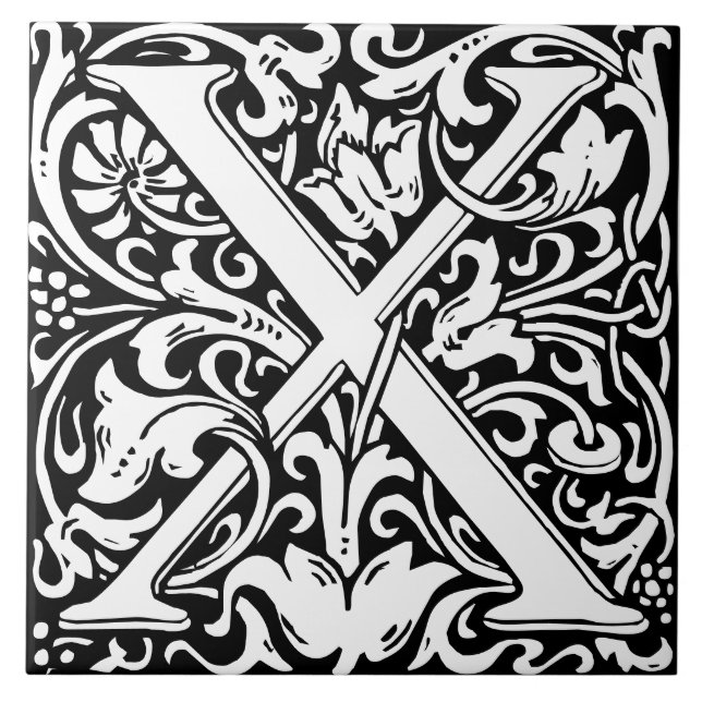 William Morris Art Nouveau Monograma - Letra X (Frente)