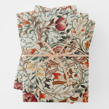William Morris art papel de embalagem floral color