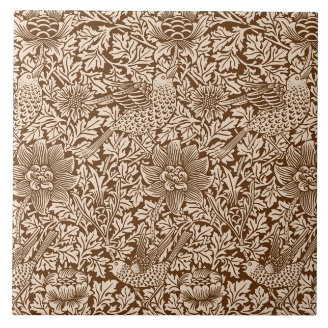 William Morris 'Bird and Anemone' em Brown (Frente)