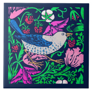 William Morris Bird & Flower Azulejo, Marinho e Fu