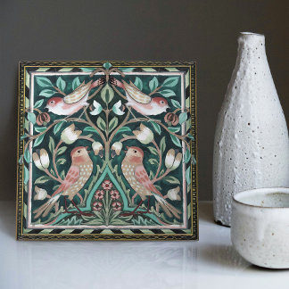 William Morris Birds e Tulips Green Art Nouveau
