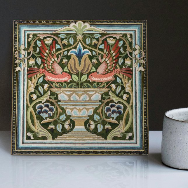 William Morris Birds e Tulips Green Art Nouveau (Criador carregado)
