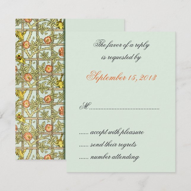 William Morris Birds & Flowers - Cartões RSVP de C (Frente/Verso)