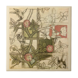 William * Morris Birds Trellis Vines Olive Beige