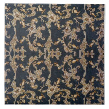William * Morris Black e Dourado Pine Cone Design