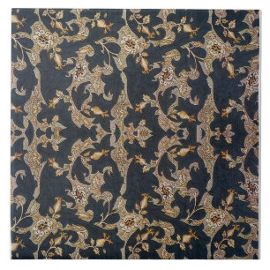 William * Morris Black e Dourado Pine Cone Design