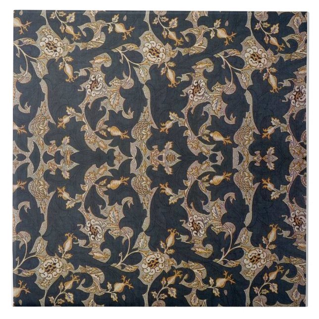 William * Morris Black e Dourado Pine Cone Design (Frente)