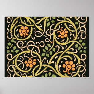 William Morris Black Floral Art Impressão Design