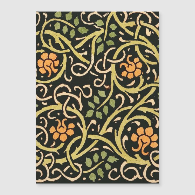 William Morris Black Floral Art Impressão Design (Frente)