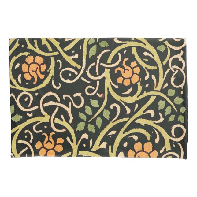 William Morris Black Floral Art Impressão Design (Frente)