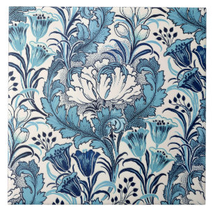 William Morris Blue Cream Padrão Floral