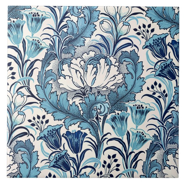 William Morris Blue Cream Padrão Floral (Frente)