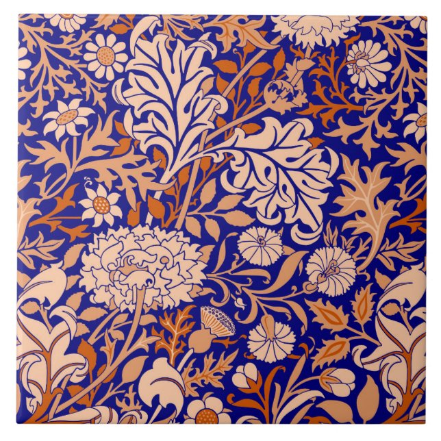 William Morris "Cherwell" em azul e laranja (Frente)