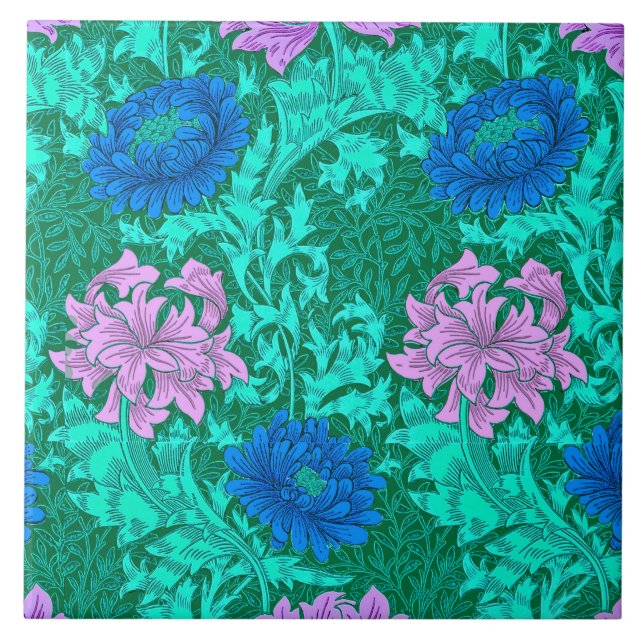 William Morris Chrysanthemums, Aqua e Violet (Frente)