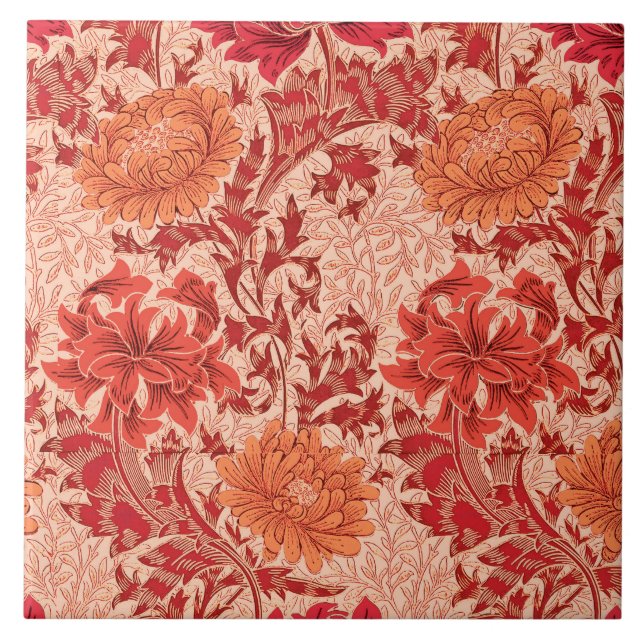 William Morris Chrysanthemums, Coral Orange (Frente)