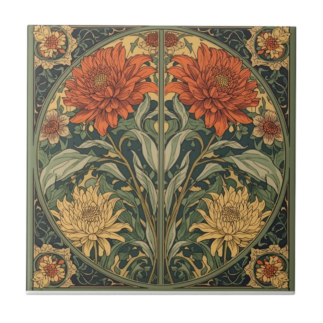  William Morris Chrysanthemums Floral Art Nouveau  (Frente)