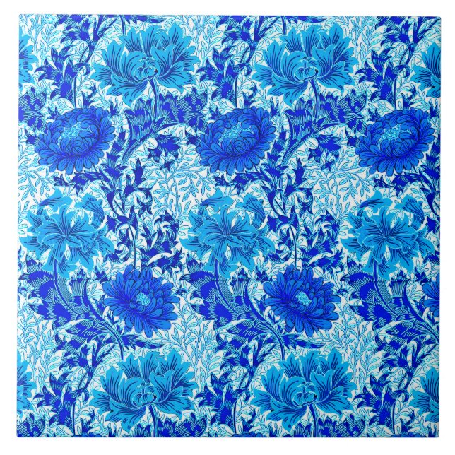 William Morris Chrysanthemums Shades de Denim Blue (Frente)